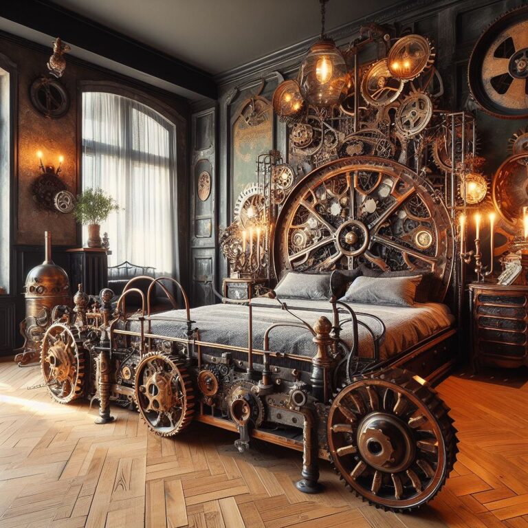 Sypialnia w stylu steampunk – wnętrze eklektyczne i awangardowe