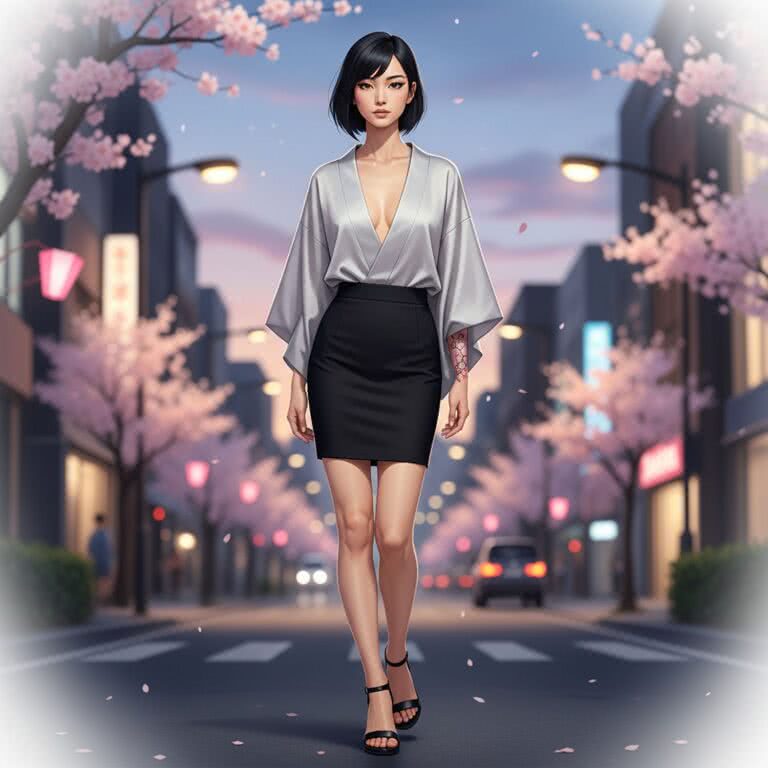 Wiosenna elegancja z azjatyckim wdziękiem – seksowna stylizacja na wieczorne spacery