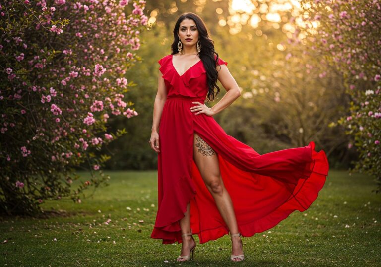 Wiosenna namiętność – seksowna stylizacja dla hiszpańskiej brunetki w kwitnącym sezonie