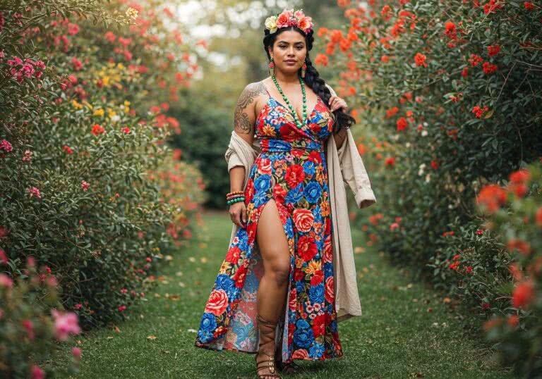 Wiosenna stylizacja dla meksykańskiej latynoski – kolorowy i seksowny look na kwitnącą wiosnę