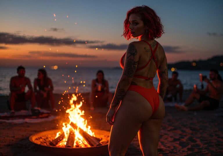 Odważne trikini asymetryczne – seksapil na wieczornej imprezie przy ognisku
