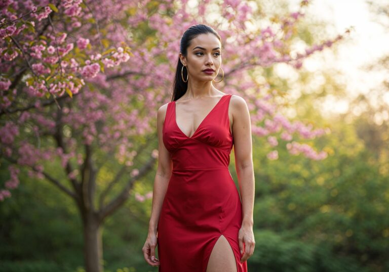 Wiosenna stylizacja dla włoskiej brunetki – seksowny i pewny siebie look na kwitnącą porę